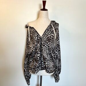 Love Riche Animal Print Jacket Balloon Sleeves Size Small